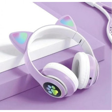 Навушники з котячими вушками VZV-23M Cat Ear з Bluetooth гарнітурою та LED підсвічуванням Бузкові
