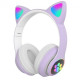 Навушники з котячими вушками VZV-23M Cat Ear з Bluetooth гарнітурою та LED підсвічуванням Бузкові