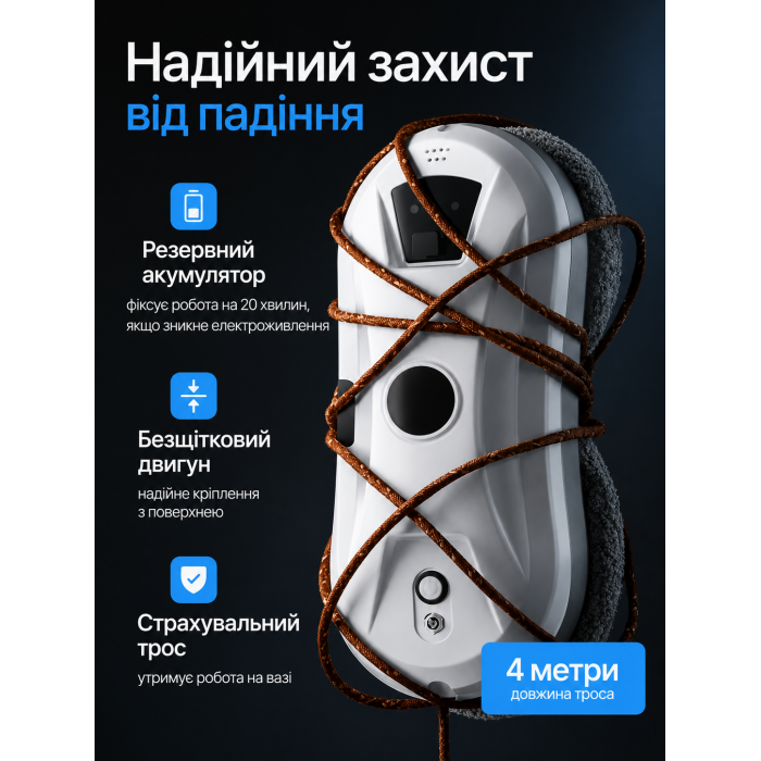Робот для мойки окон с автоматическим ультразвуковым распилом, для зеркал, плитки, витрин и стекла, с пультом, Белый